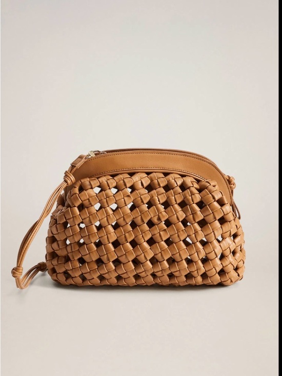 Mango Handbags - Mango Woven Crossbody Bag in Tan